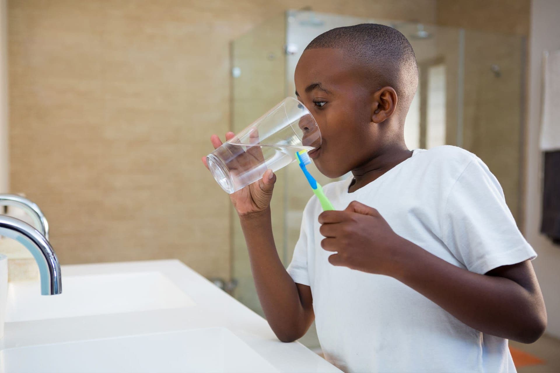 child drinking water