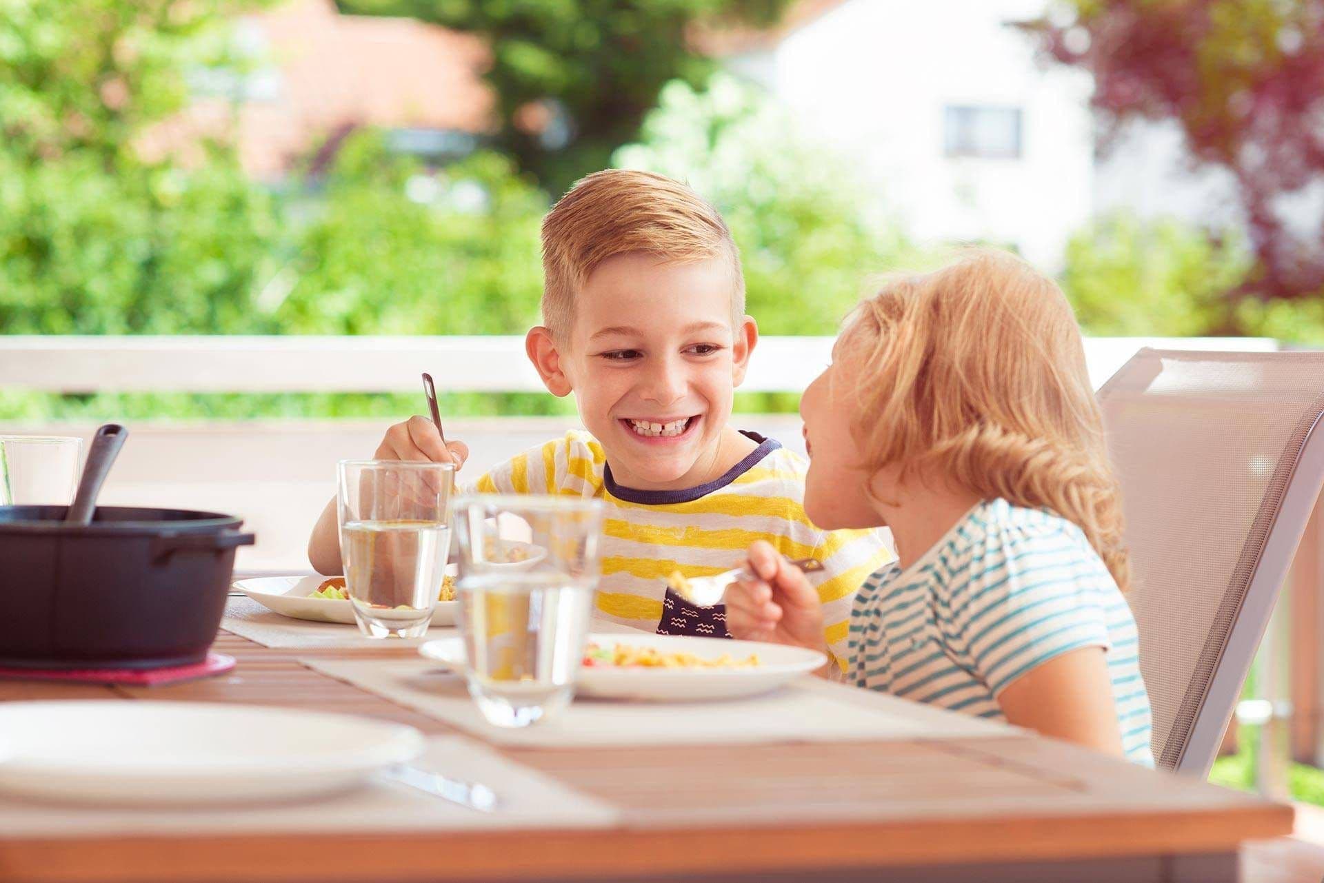 kids laughing outside