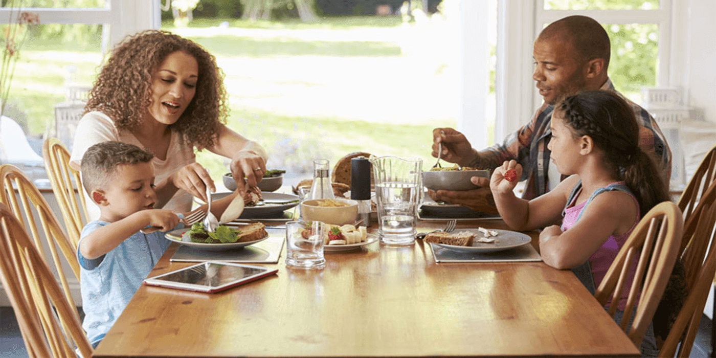 Family at dinner table